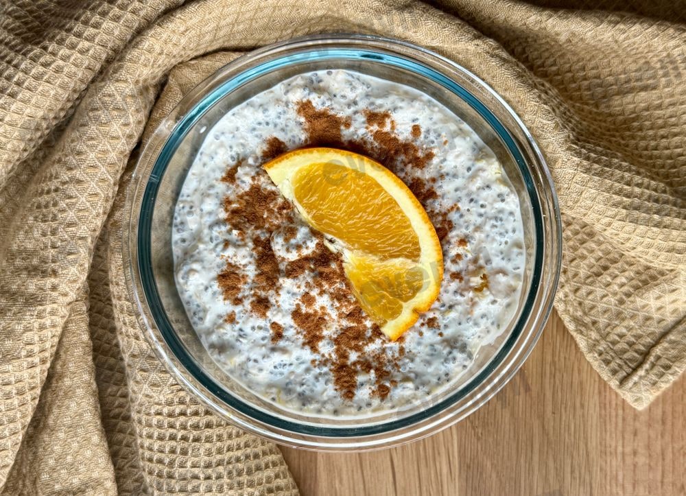 Zdravá snídaně, overnight oats s pomerančem